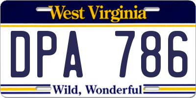WV license plate DPA786