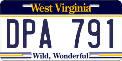 WV license plate DPA791