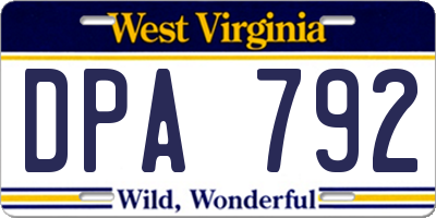 WV license plate DPA792