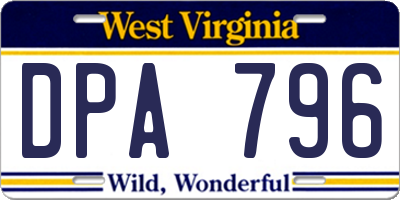 WV license plate DPA796