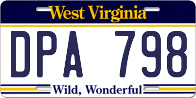 WV license plate DPA798