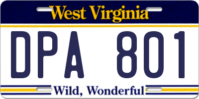 WV license plate DPA801