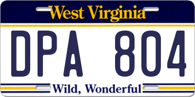 WV license plate DPA804