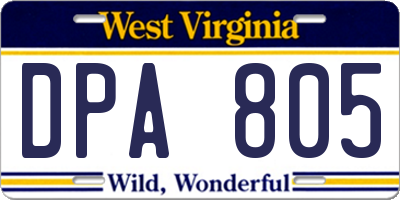 WV license plate DPA805