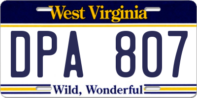 WV license plate DPA807