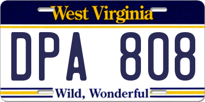 WV license plate DPA808