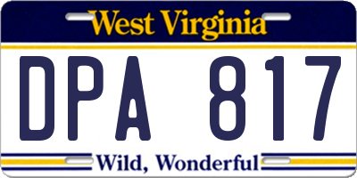 WV license plate DPA817