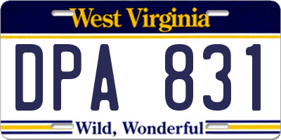 WV license plate DPA831