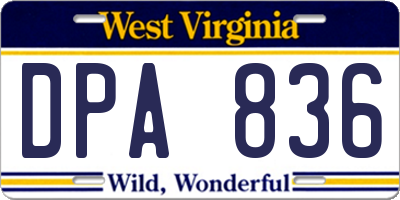 WV license plate DPA836