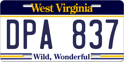 WV license plate DPA837