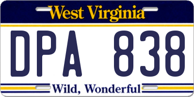 WV license plate DPA838