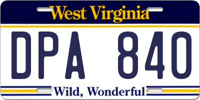 WV license plate DPA840