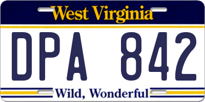 WV license plate DPA842