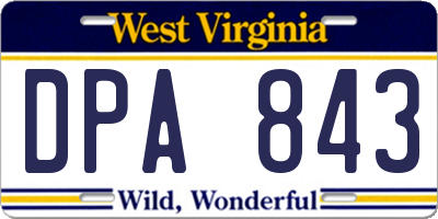 WV license plate DPA843