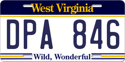 WV license plate DPA846