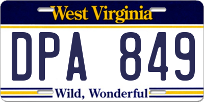 WV license plate DPA849