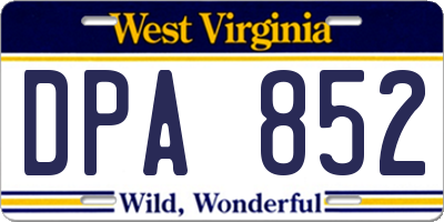 WV license plate DPA852