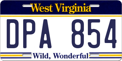 WV license plate DPA854