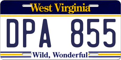 WV license plate DPA855