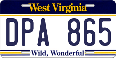 WV license plate DPA865