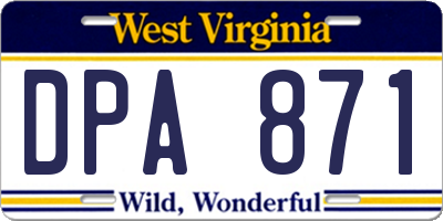 WV license plate DPA871