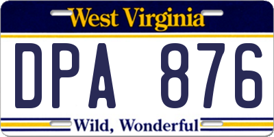 WV license plate DPA876
