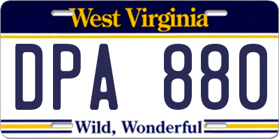 WV license plate DPA880