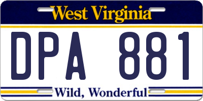 WV license plate DPA881