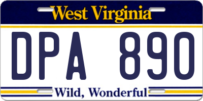 WV license plate DPA890