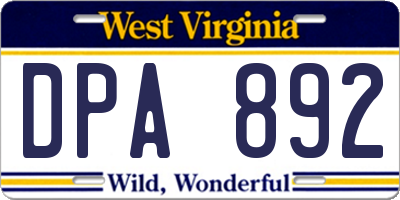WV license plate DPA892