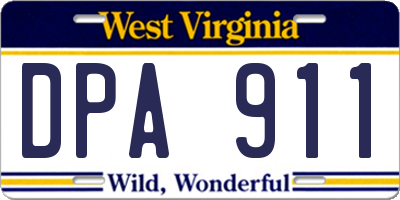 WV license plate DPA911