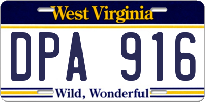 WV license plate DPA916
