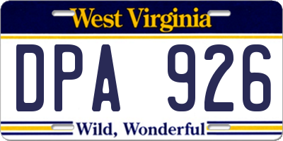 WV license plate DPA926