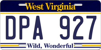 WV license plate DPA927