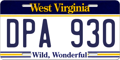 WV license plate DPA930