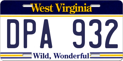 WV license plate DPA932