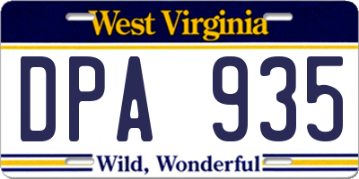 WV license plate DPA935