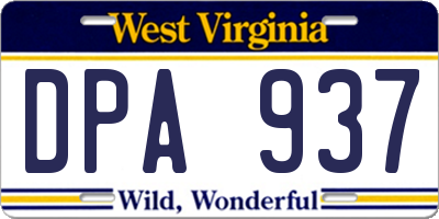 WV license plate DPA937