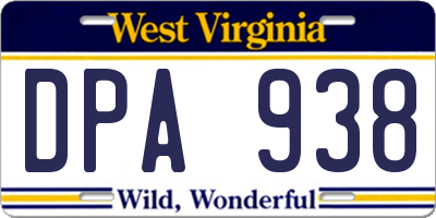 WV license plate DPA938