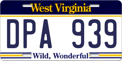 WV license plate DPA939