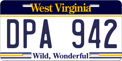 WV license plate DPA942