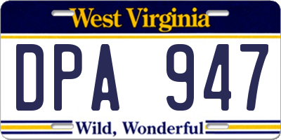WV license plate DPA947