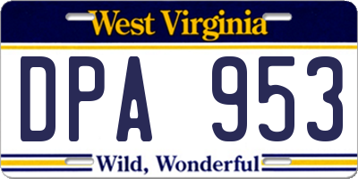 WV license plate DPA953