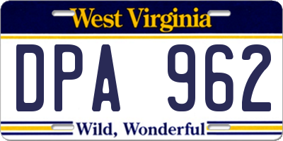 WV license plate DPA962