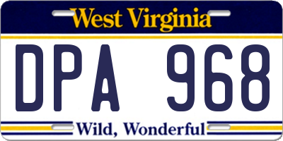 WV license plate DPA968