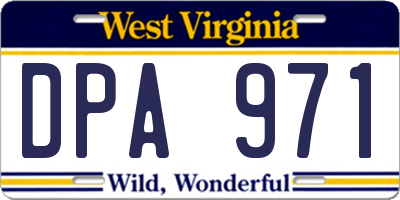 WV license plate DPA971