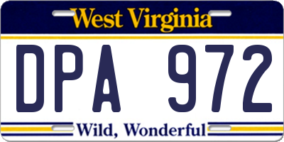 WV license plate DPA972
