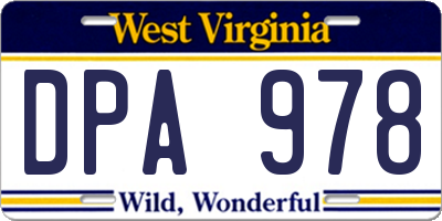 WV license plate DPA978