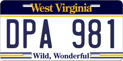WV license plate DPA981
