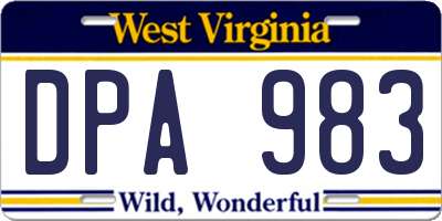 WV license plate DPA983